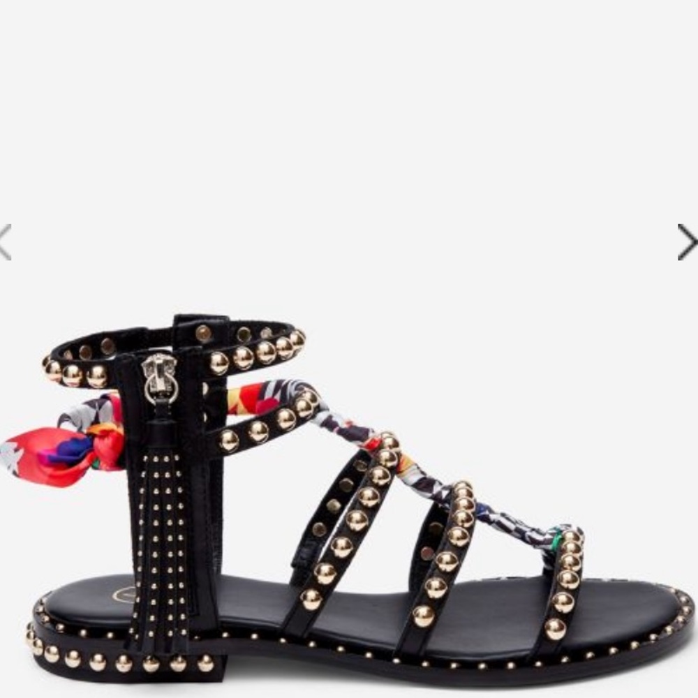 NEW Ash black Pareo leather and silk gladiator sandals 11M